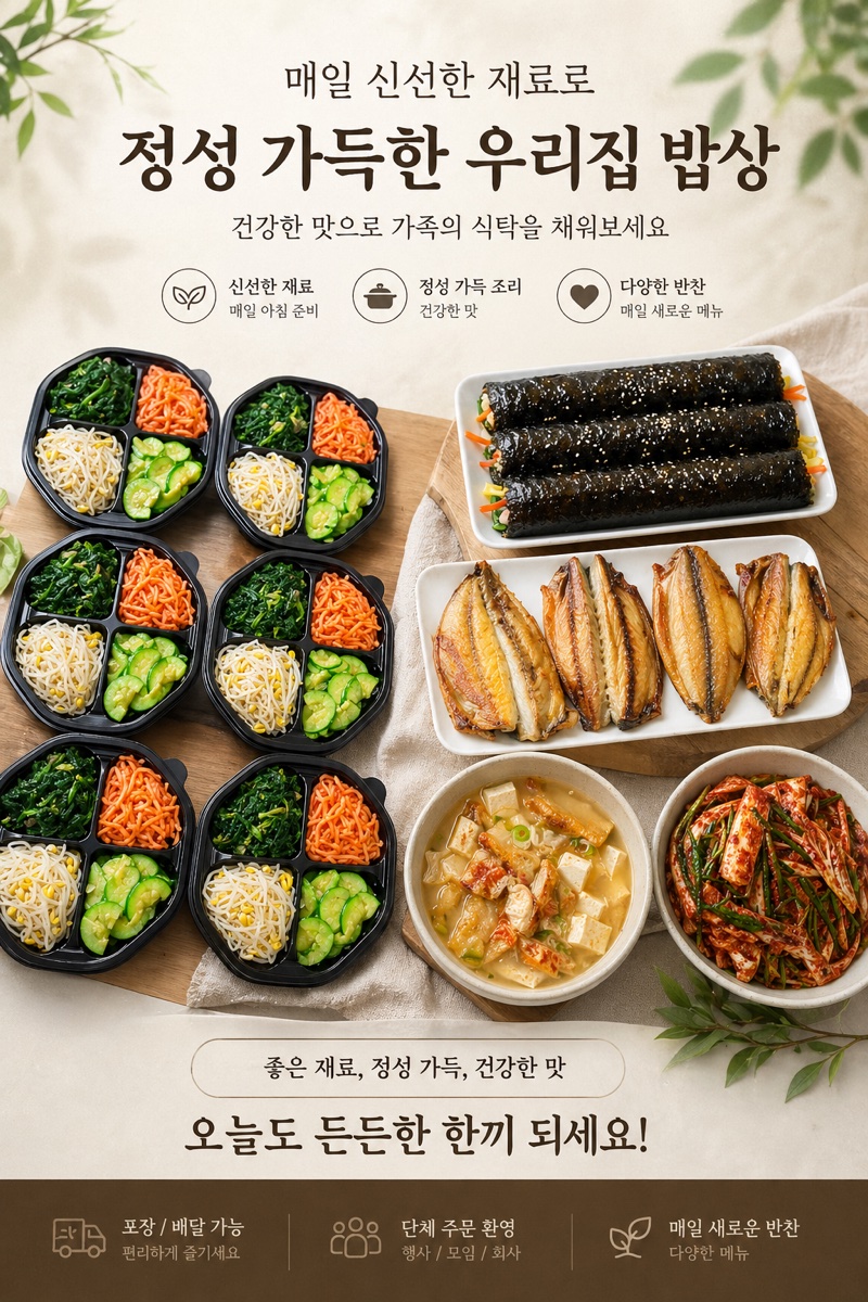 김천 엄마의 부엌에서 차린 한국식 가정 반찬 한 상